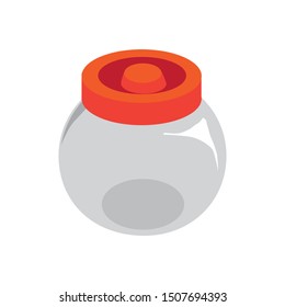 red lid jar, white background vector illustration

