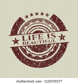 Red Life is Beautiful distressed rubber texture