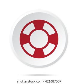 Red Life Buoy icon on white web button