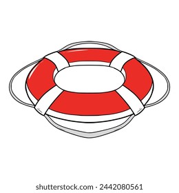 red life buoy illustration vector	isolated