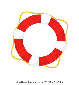 Red life buoy. Nautical safety. Lifeguard lifesaver. life guard. Vector illustration