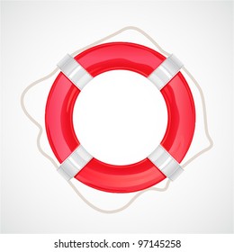 Red life buoy. On White Background, Vector Illustration