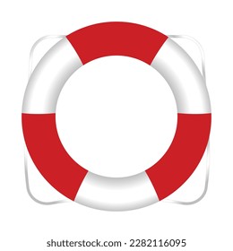 Red Life Buoy. Realistic Marine Lifebuoy Water Safety Rescue Life Belt Isolated On White Background