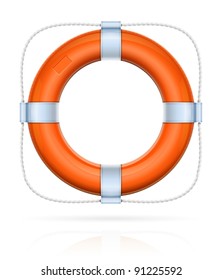 red life buoy with rope vector illustration isolated on white background