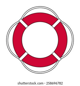 Red life buoy. Vector Isolated vector illustration.