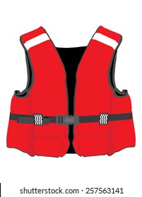 Red Life Jacket Vector Isolated, Life Vest, Water Protective,help,  Lifesaver, Life Preserver