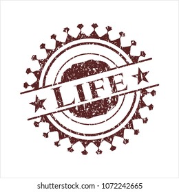 Red Life rubber grunge stamp