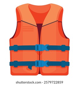 Red Life Vest Jacket for Children Flat Design Illustration