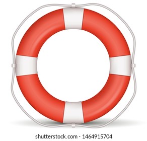 Red Lifebuoy isolated On White Background. Vector Illustration template
