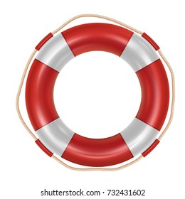 Red lifebuoy isolated over white background