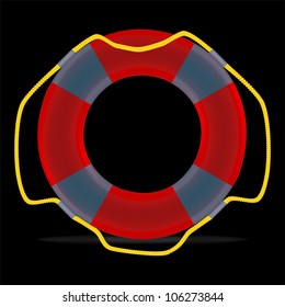 Red lifebuoy on black, vector, 10eps.