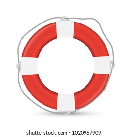Red lifebuoy on a white background
