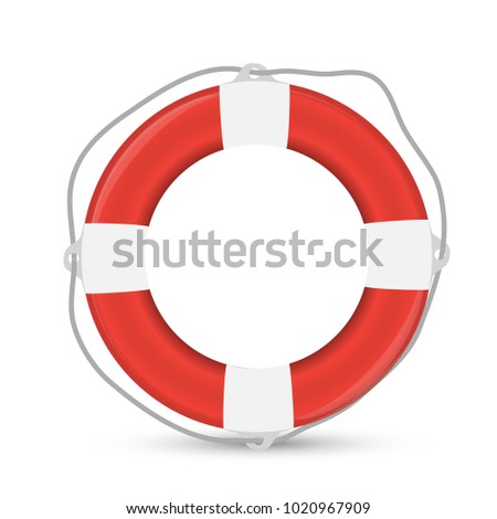 Red lifebuoy on a white background
