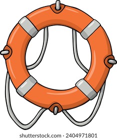 red lifebuoy with a rope, marine lifebuoy