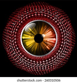 red Light Abstract Technology background for computer graphic website business and internet. star. orange eye