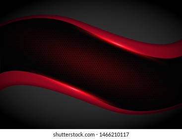 Red light arrow black with wavy mesh background Cover layout template