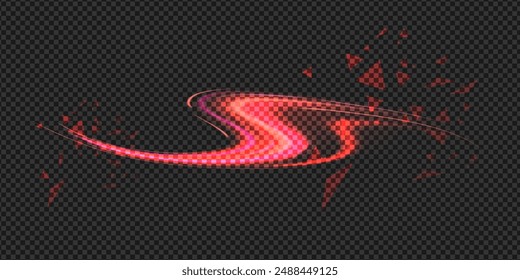 Red light. Aurora element design on transparent background with triangle elements. Northern lights. Vector illustration.