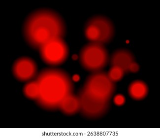 Red light bokeh. Soft blurry circles in random size and opacity on dark background. Atmospheric and abstract, fits dreamy, festive, or sci-fi themes.