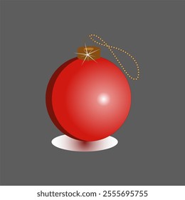 red light bulb for christmas tree decoration on grey background isolation