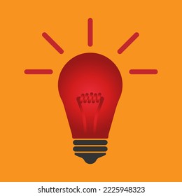 Red Light bulb full of ideas And creative thinking, analytical thinking to process. Light bulb icon vector illustration symbol idea.