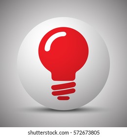 Red Light Bulb icon on white sphere