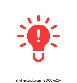 red light bulb like inefficient energy icon. flat simple trend modern non efficient logotype design element isolated on white background. concept of think outside the box or did you know badge