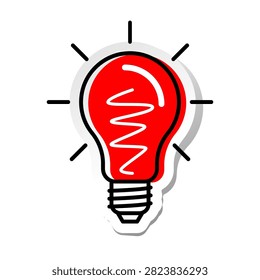 Red light bulb on white background
