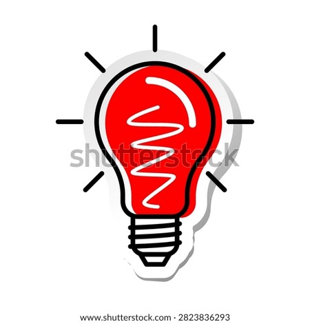 Red light bulb on white background