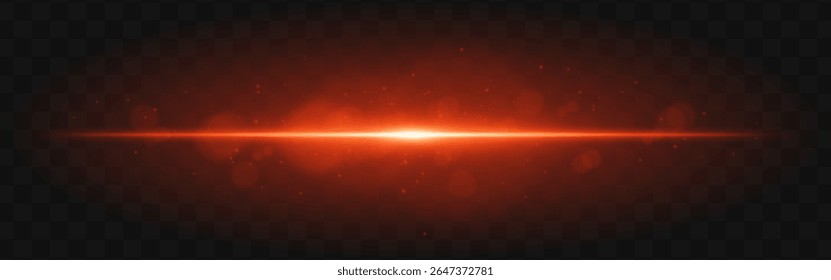 Red light burst. Bright horizontal beam with glowing particles and soft flare effect over dark grid background, suitable for sci-fi or tech visuals.