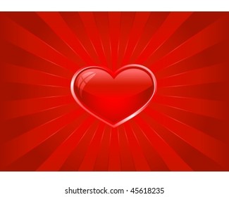 Red light burst with heart. Abstract background in shades deep red for your passionate and romantic designs. Great for Valentines day. Use of radial and linear gradients, global color swatches.