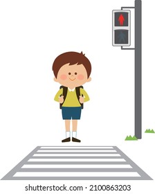 Red light, a child who stops and waits