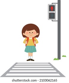 Red light, a child who stops and waits