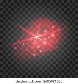 Red light effect isolated on transparent background. Vector illustration.