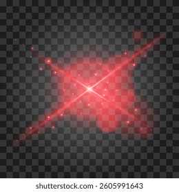 Red light effect isolated on transparent background. Vector illustration.
