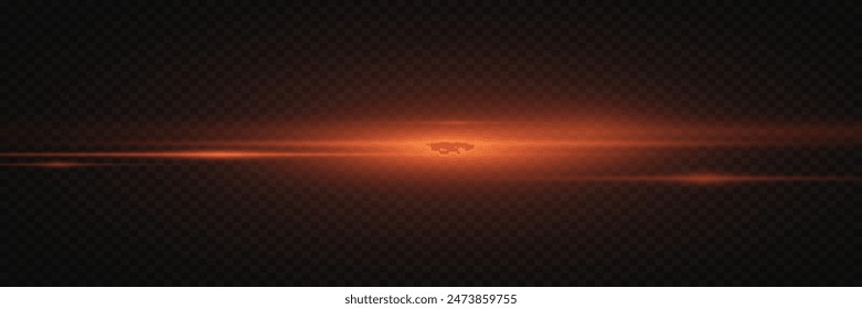 Red light effect. Line with a glare of light. On a transparent background.