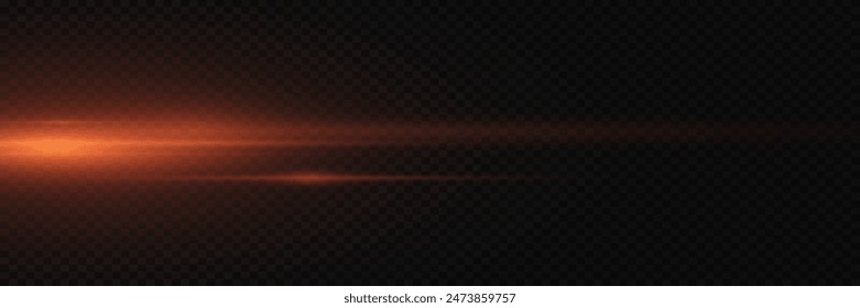 Red light effect. Line with a glare of light. On a transparent background.