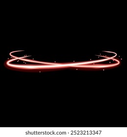 Red Light Effect Vector. Neon. Glow. Luminous Lines. Shiny Circle.
