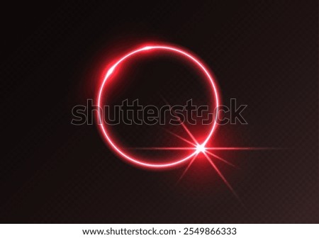 Red light flare, glowing shiny sparkle, lens flare effect, bright glimmering glare.