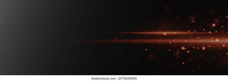  Red light flash. Neon motion beam. On a transparent background.