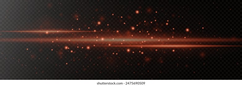  Red light flash. Neon motion beam. On a transparent background.