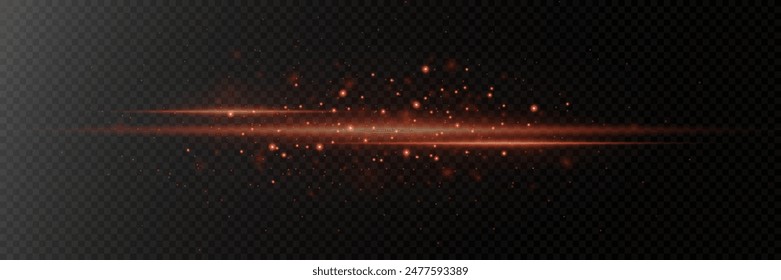 Red light flash. Neon motion beam. On a transparent background.