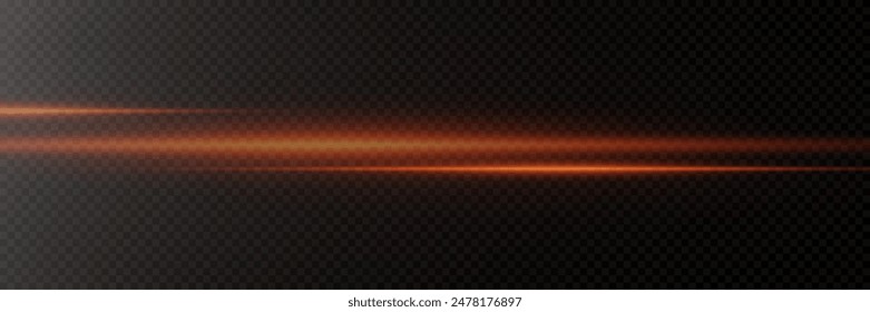 Red light flash. Neon motion beam. On a transparent background.