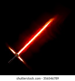 Red light future sword. From star war. Fire sword, light saber. Eps10 Vector illustration.