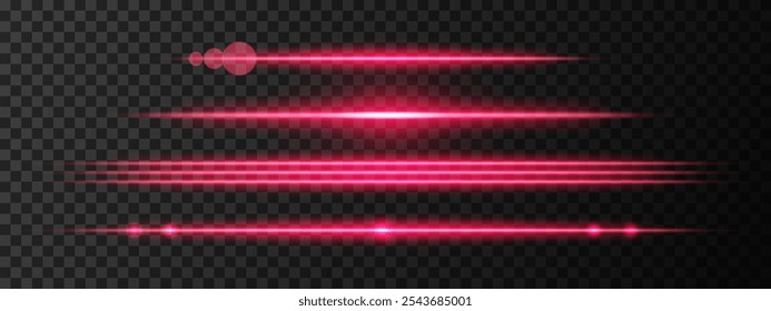 Haz de luz roja. Un reflejo de haz Horizontal agudo. Diseños de ciencia ficción, transiciones de luz o efectos futuristas. Rayas de luz brillante y efectos de neón. Fondo de Fondo de pantalla de brillo dinámico