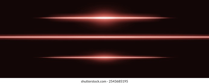Red light glare beam. A sharp horizontal beam reflection. Sci-fi designs, light transitions, or futuristic effects. Glowing light streaks and neon effects. Dynamic shine wallpaper background