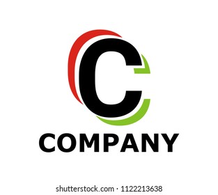 red and light green color logo symbol double line like neon light type letter c initial business logo design idea illustration shape for modern premium corporate
