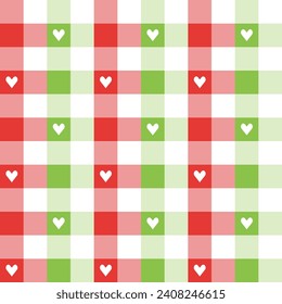 Patrón rojo y verde claro y dorado con fondo cardíaco. fondo de patrón de plaid. fondo trenzado. Patrón sin foco. de fondo, decoración, envoltura de regalo, mantel de gingham, manta, tartán.