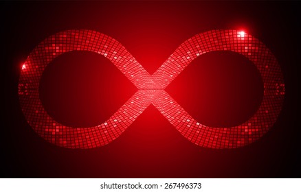 red light infinity symbol background. Light Technology background for computer graphic website internet.