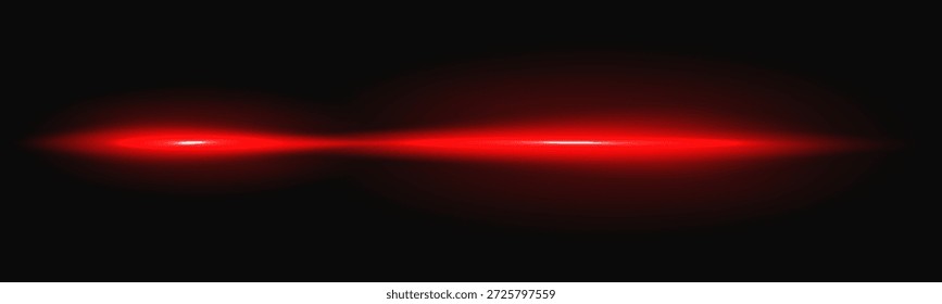 Rayos láser de luz roja con destello de neón y brillo de velocidad para el fondo tecnológico. Efecto de rayos de brillo brillante en el espacio de energía digital con tecnología de efecto chispa. Línea Horizontal Abstractas Vector aislado.
