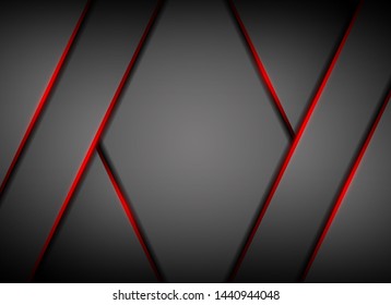 Red light line shadow on gray background, vector illustration